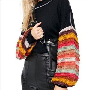 Free People balloon sleeve Cha Cha Sweater Black